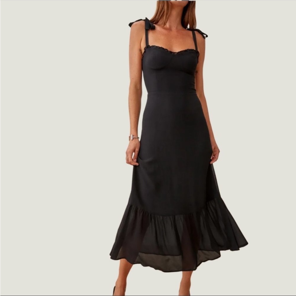 Reformation Nikita Dress Black Midi LBD